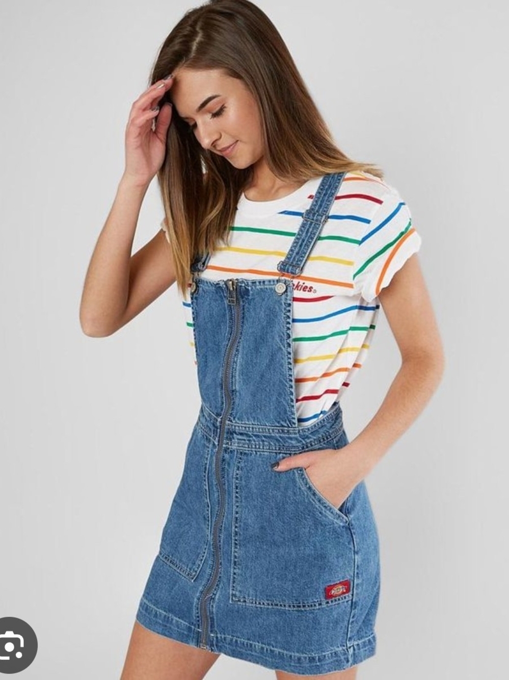 Dickies Denim Overall Mini Dress Size Medium